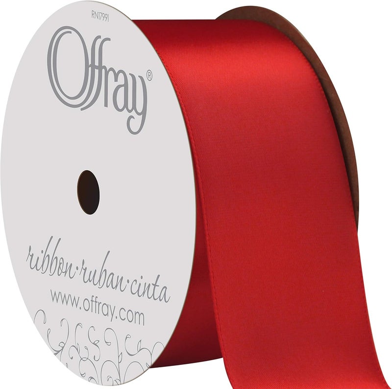 Berwick Offray 284933 1.5" Wide Double Face Satin Ribbon, Red, 3 Yds - Image 1